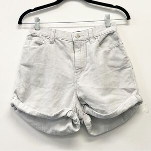 BDG Urban Outfitters Corduroy High-Rise Cuff Shorts Light Grey SZ 26 Y2K Vintage